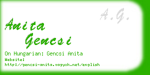 anita gencsi business card